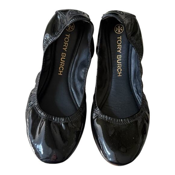 Tory Burch Eddie Flat in Patent Leather Black Size 10 - Picture 1 of 6